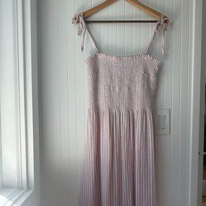 Gap Midi Striped Smocked Dress with Shoulder Ties Sz M Tall